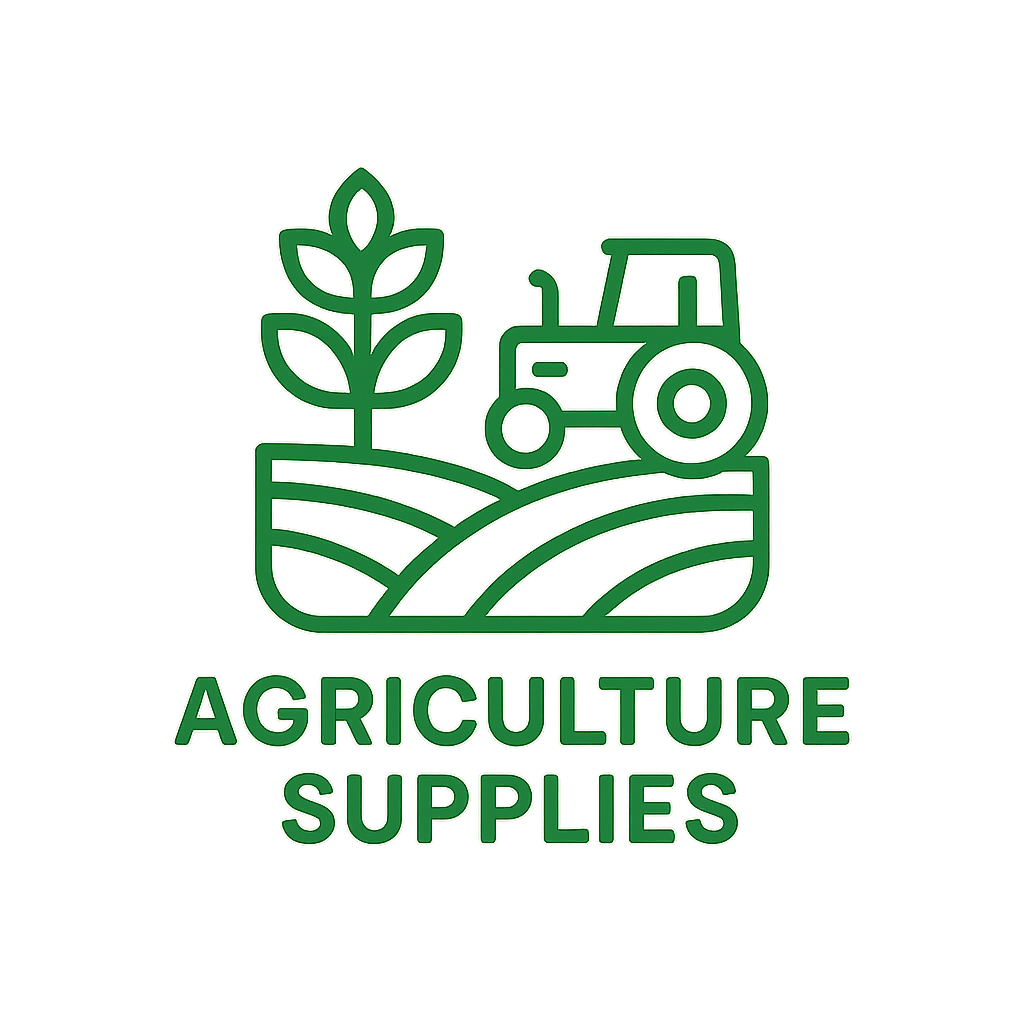 simple icon logo of farming with text agriculture supplies in green-1